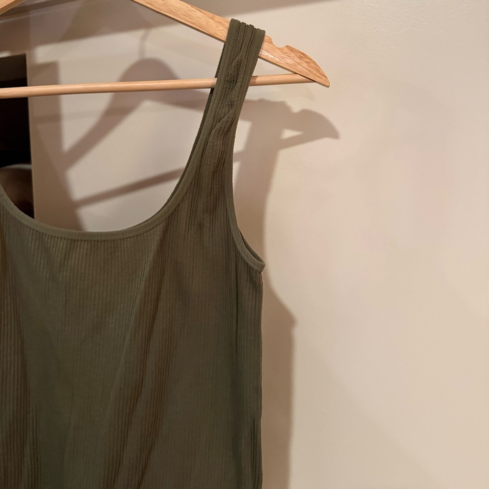 Olive Green Ribbed Bodysuit
